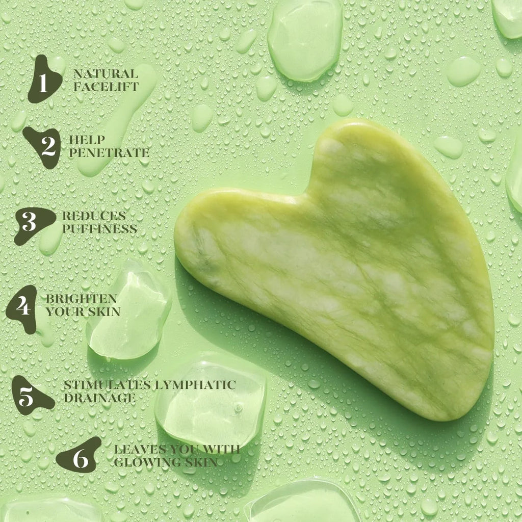 Skin Care Quartz Stone Natural Face Jade Roller Set Cooling Eye Gua Sha Tool Facial Beauty Massage For Face Jade Wheel  Green