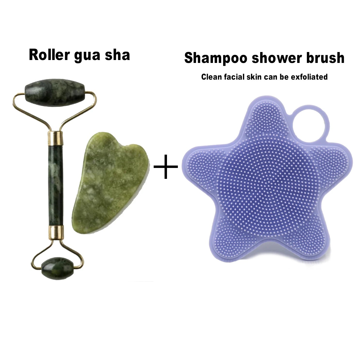 Skin Care Quartz Stone Natural Face Jade Roller Set Cooling Eye Gua Sha Tool Facial Beauty Massage For Face Jade Wheel  Green