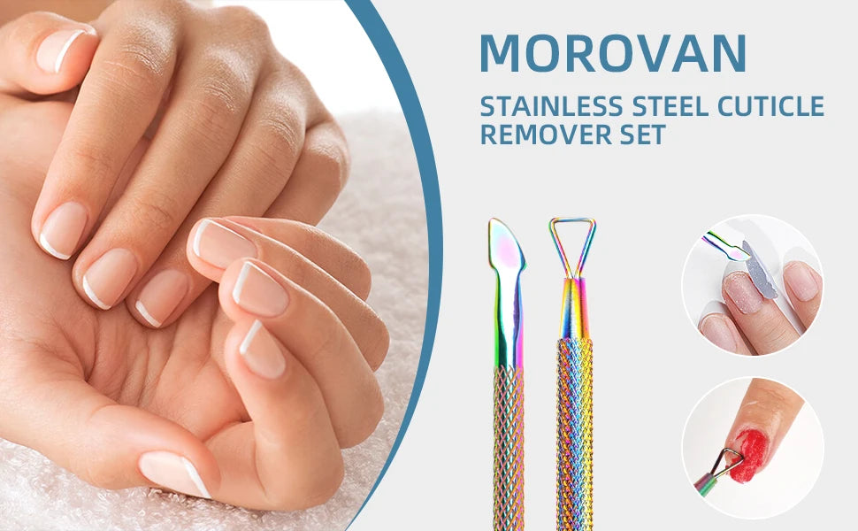 Cuticle Pusher and Spoon Nail Cleaner Triangle Cuticle Pusher Double Ended Gel Nail Polish Cuticle Remover Tool Stainless Steel