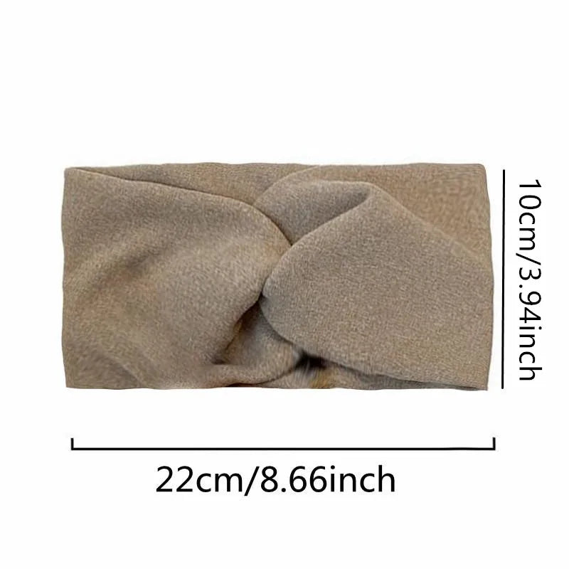 Cashmere Wide Headbands for Women Elastic Cross Hairbands Soft Turban Headwrap Solid Bandana Bandage Head Scarf Hair Accessories