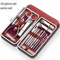 Nail art 19 piece set of beauty tools, home manicure, foot trimming, eagle beak pliers, care kit, nail knife, nail clipper set