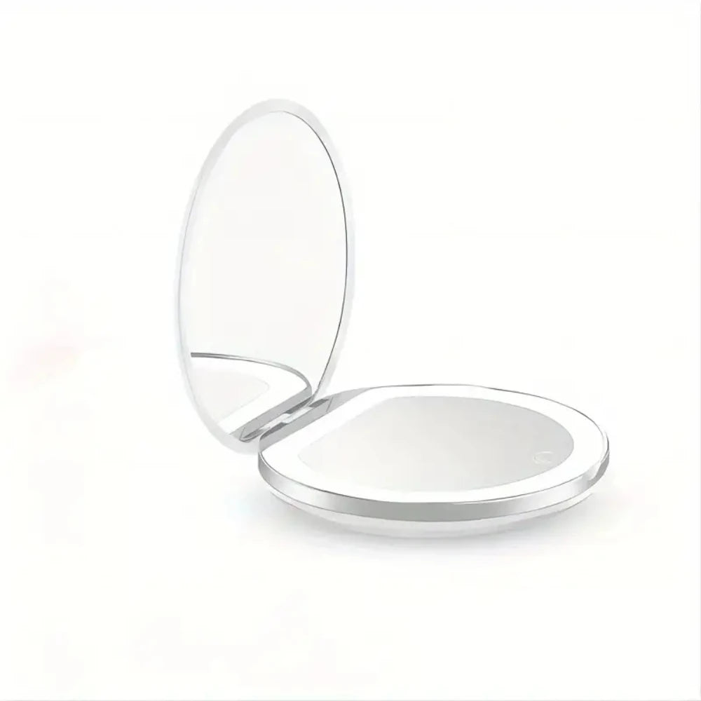 Compact Mirror with Light,1X/3X Magnification LED Pocket Mirror with USB Data Cable, Pink Mini Mirror for Purse, Pocket,Travel
