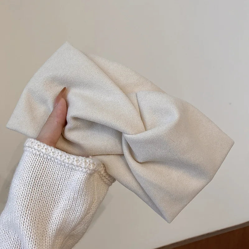 Cashmere Wide Headbands for Women Elastic Cross Hairbands Soft Turban Headwrap Solid Bandana Bandage Head Scarf Hair Accessories