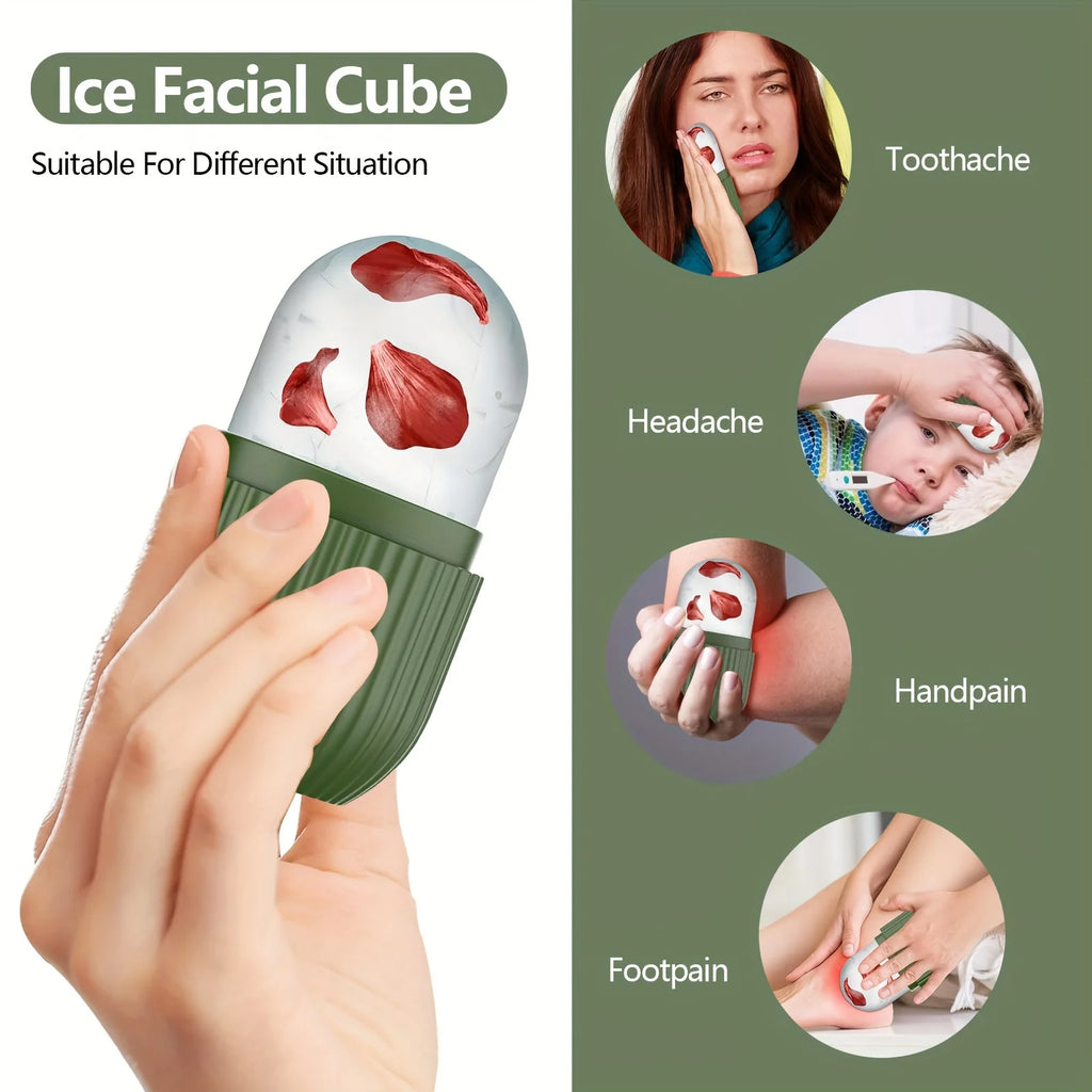 Silicone Ice Roller Massager for Face, Eyes - Natural Skin Care, Cooling and Eliminating Eye Bags, Reusable and Soothing