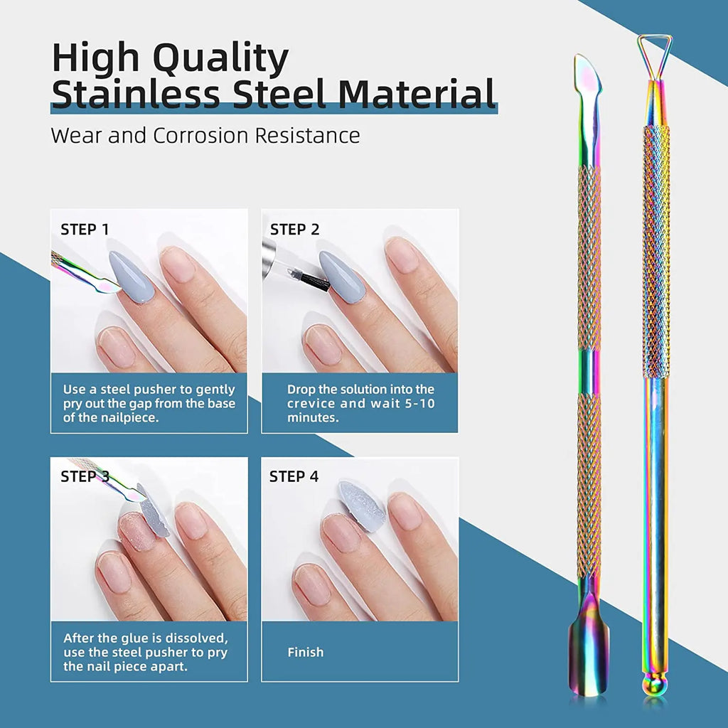 Cuticle Pusher and Spoon Nail Cleaner Triangle Cuticle Pusher Double Ended Gel Nail Polish Cuticle Remover Tool Stainless Steel