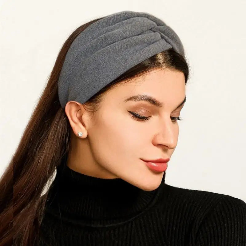 Cashmere Wide Headbands for Women Elastic Cross Hairbands Soft Turban Headwrap Solid Bandana Bandage Head Scarf Hair Accessories