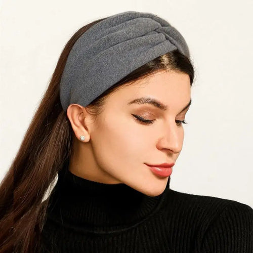 Cashmere Wide Headbands for Women Elastic Cross Hairbands Soft Turban Headwrap Solid Bandana Bandage Head Scarf Hair Accessories