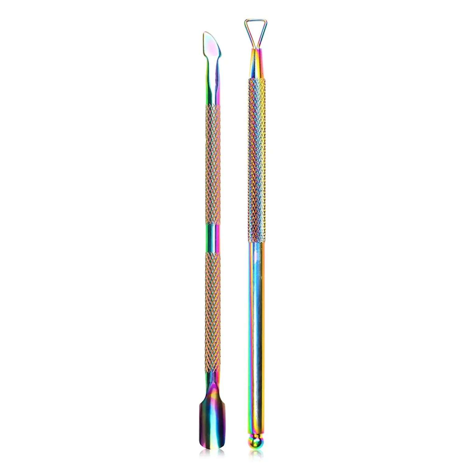 Cuticle Pusher and Spoon Nail Cleaner Triangle Cuticle Pusher Double Ended Gel Nail Polish Cuticle Remover Tool Stainless Steel