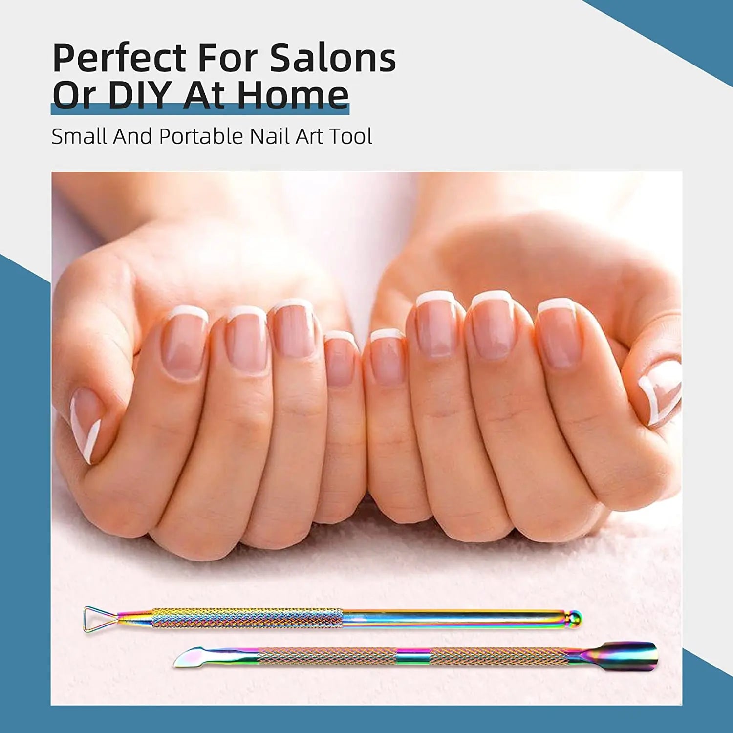 Cuticle Pusher and Spoon Nail Cleaner Triangle Cuticle Pusher Double Ended Gel Nail Polish Cuticle Remover Tool Stainless Steel