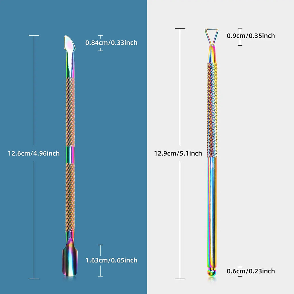 Cuticle Pusher and Spoon Nail Cleaner Triangle Cuticle Pusher Double Ended Gel Nail Polish Cuticle Remover Tool Stainless Steel