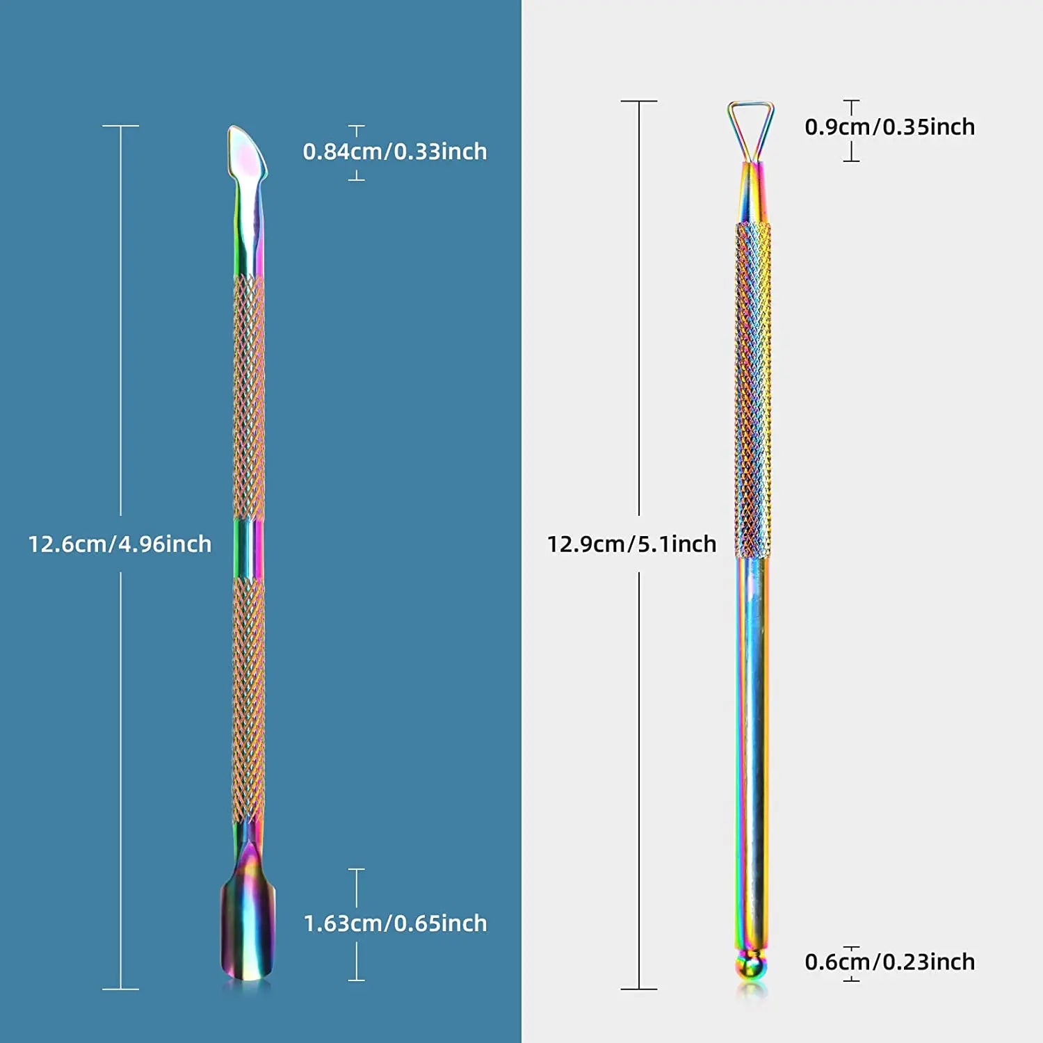 Cuticle Pusher and Spoon Nail Cleaner Triangle Cuticle Pusher Double Ended Gel Nail Polish Cuticle Remover Tool Stainless Steel