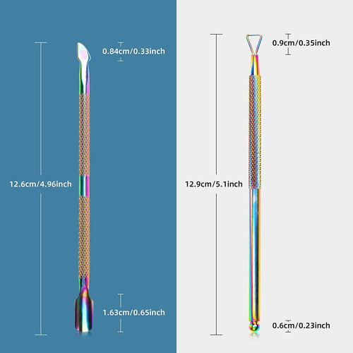 Cuticle Pusher and Spoon Nail Cleaner Triangle Cuticle Pusher Double Ended Gel Nail Polish Cuticle Remover Tool Stainless Steel